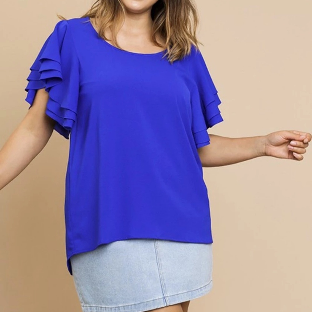 Curvy Ruffle Sleeve Top